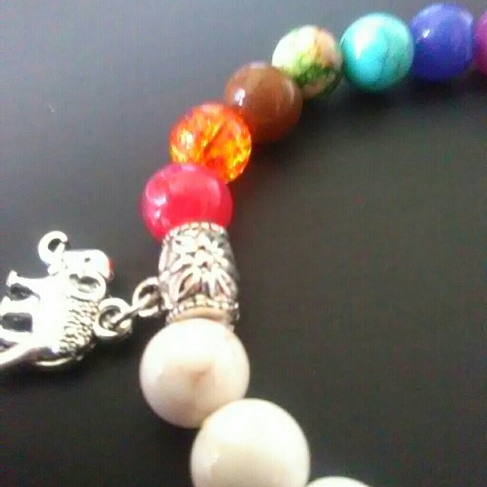 New Elephant Yoga Natural Stone Bead Heal Bracelet - Picture 3 of 5